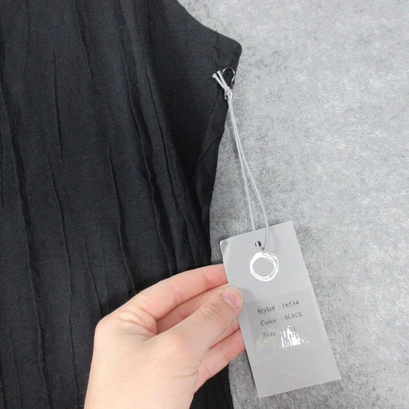 Habitat Women's Asymmetrical Cowl Neck Sleeveless Top Black Textured XL 202 - Picture 4 of 10